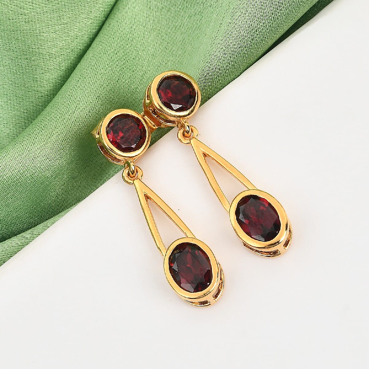 Rhodolite Garnet Earrings (with Push Back) in 14K Gold Overlay Sterling Silver 3.380 Ct.