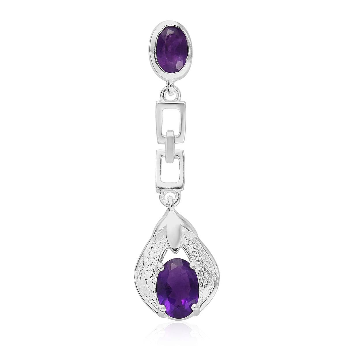 Amethyst Dangle Pendant in Sterling Silver 1.13 Ct.