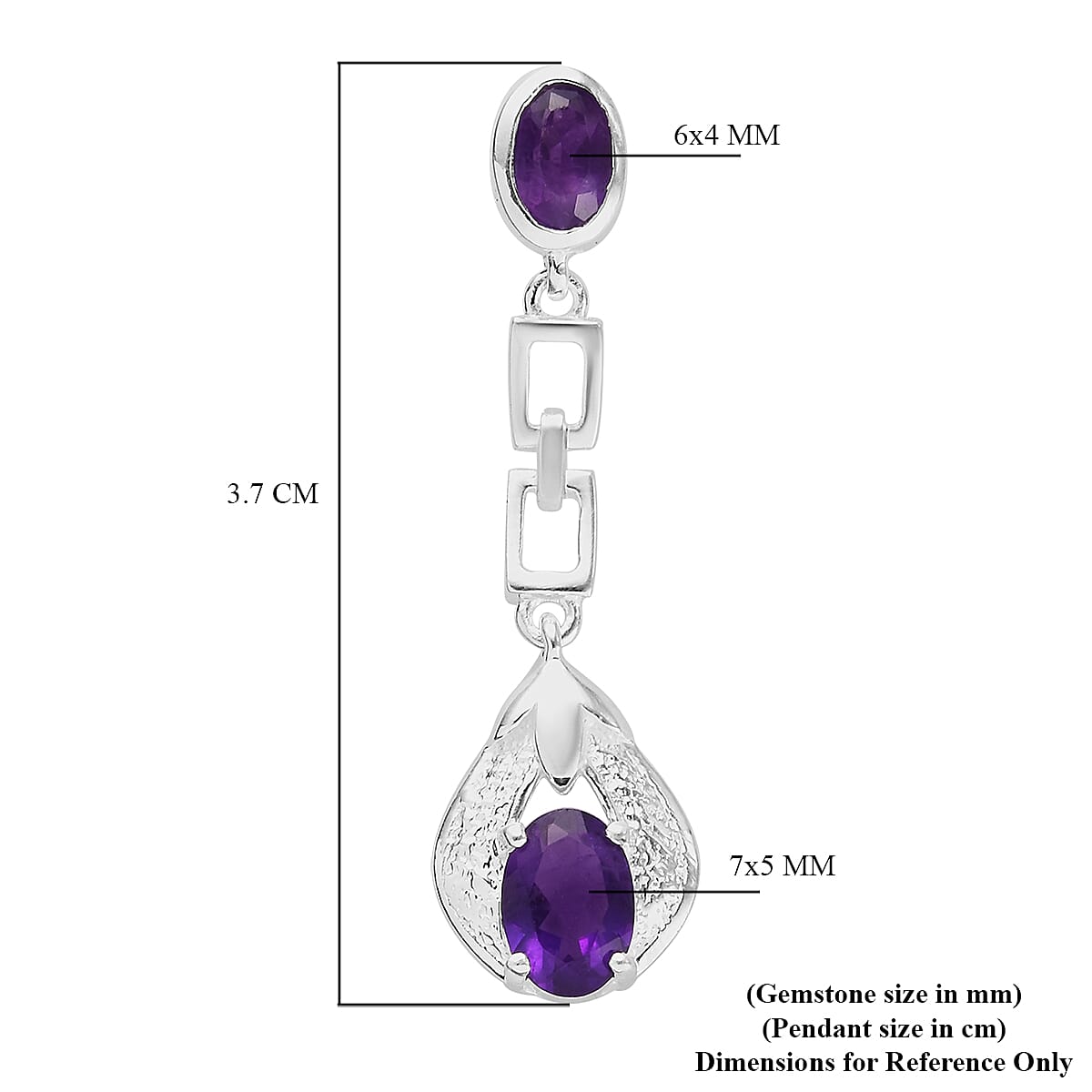 Amethyst Dangle Pendant in Sterling Silver 1.13 Ct.