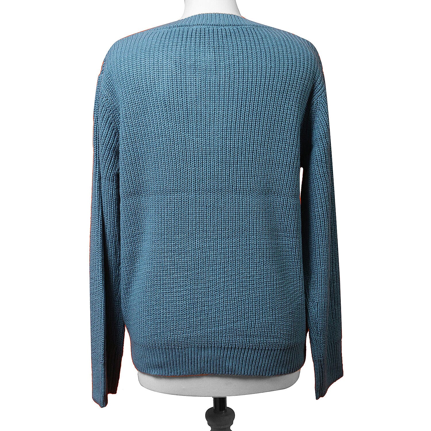 LA MAREY Dark Cyan Knit Cardigan with Multi Colour Floral Embriodery (Size: XXL, 45)