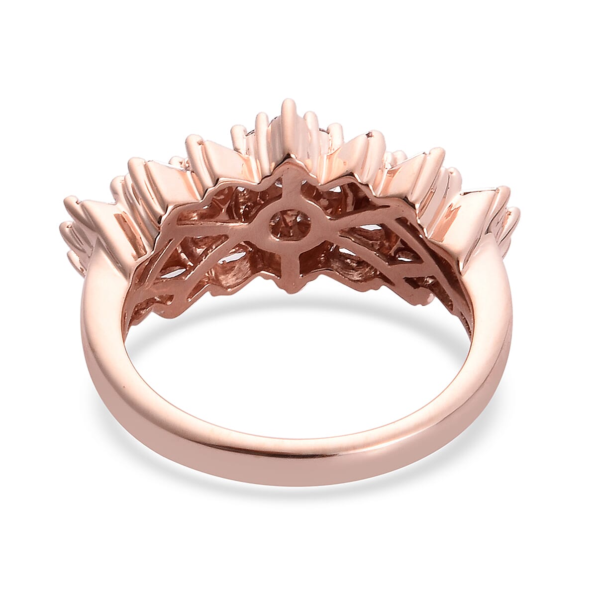 9K Rose Gold SGL Certified Pink Diamond (I2) Ballerina Ring 1.00 Ct, Gold wt. 4.20 Gms