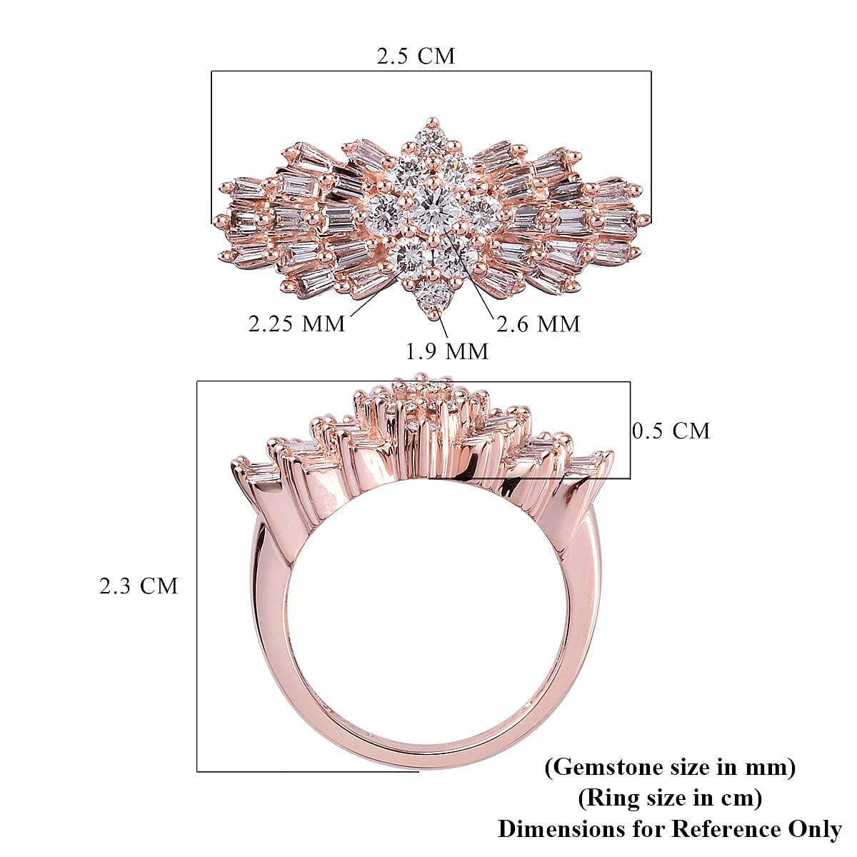 9K Rose Gold SGL Certified Pink Diamond (I2) Ballerina Ring 1.00 Ct, Gold wt. 4.20 Gms