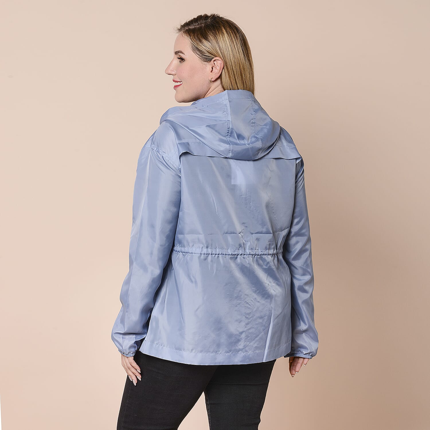 LA MAREY Water and Wind Resistant Packable Jacket (Size 8 to 18) - Sky Blue