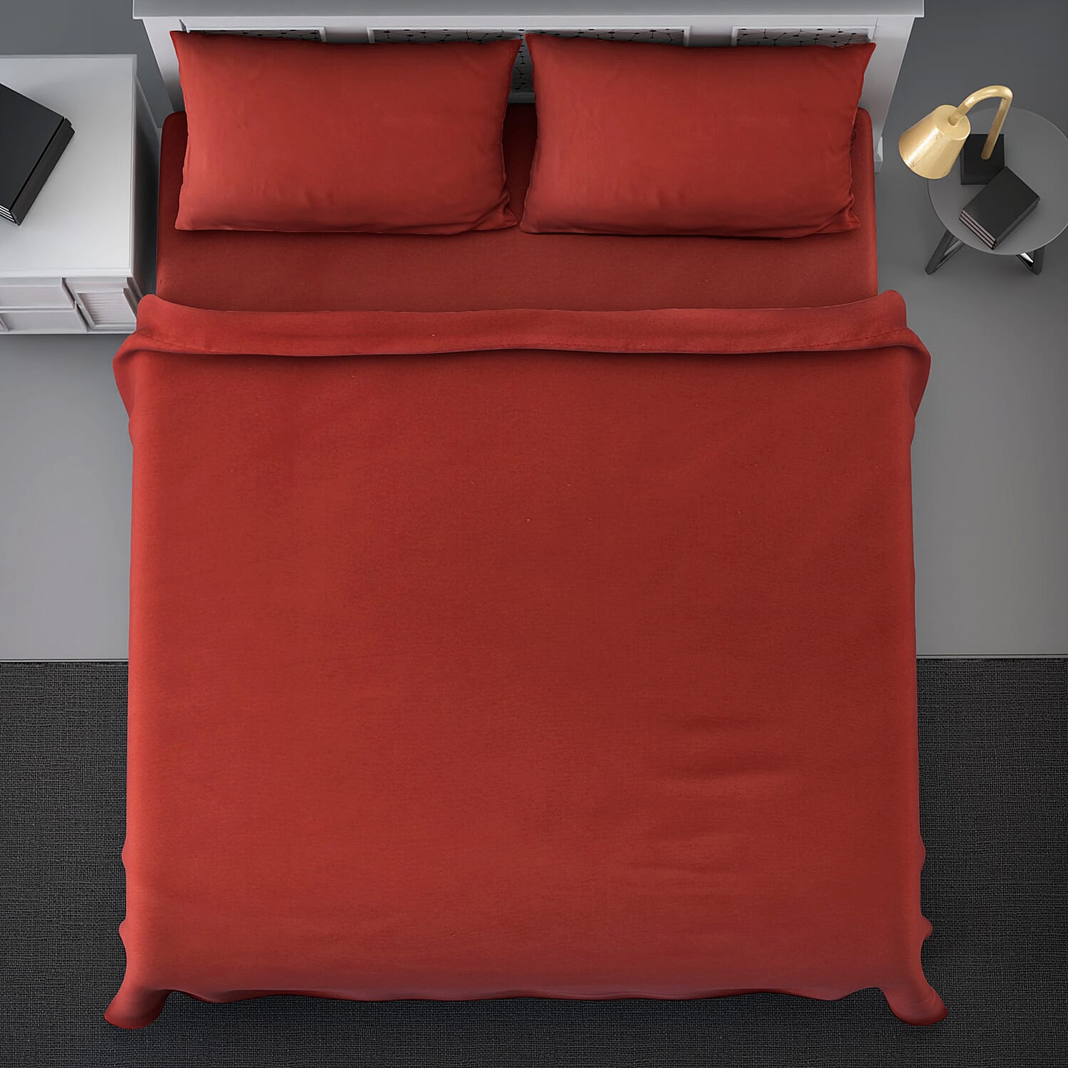 4 Piece Set Solid Microfibre 1 Flat Sheet, 1 Fitted Sheet and 2 Pillowcases