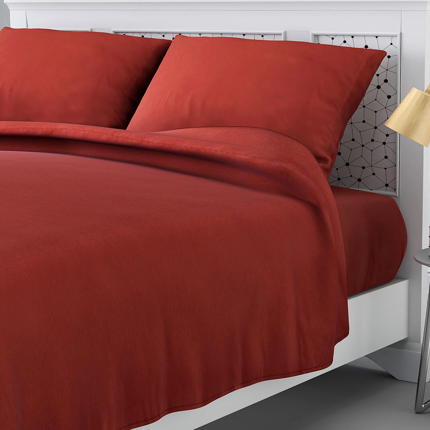 4 Piece Set Solid Microfibre 1 Flat Sheet, 1 Fitted Sheet and 2 Pillowcases