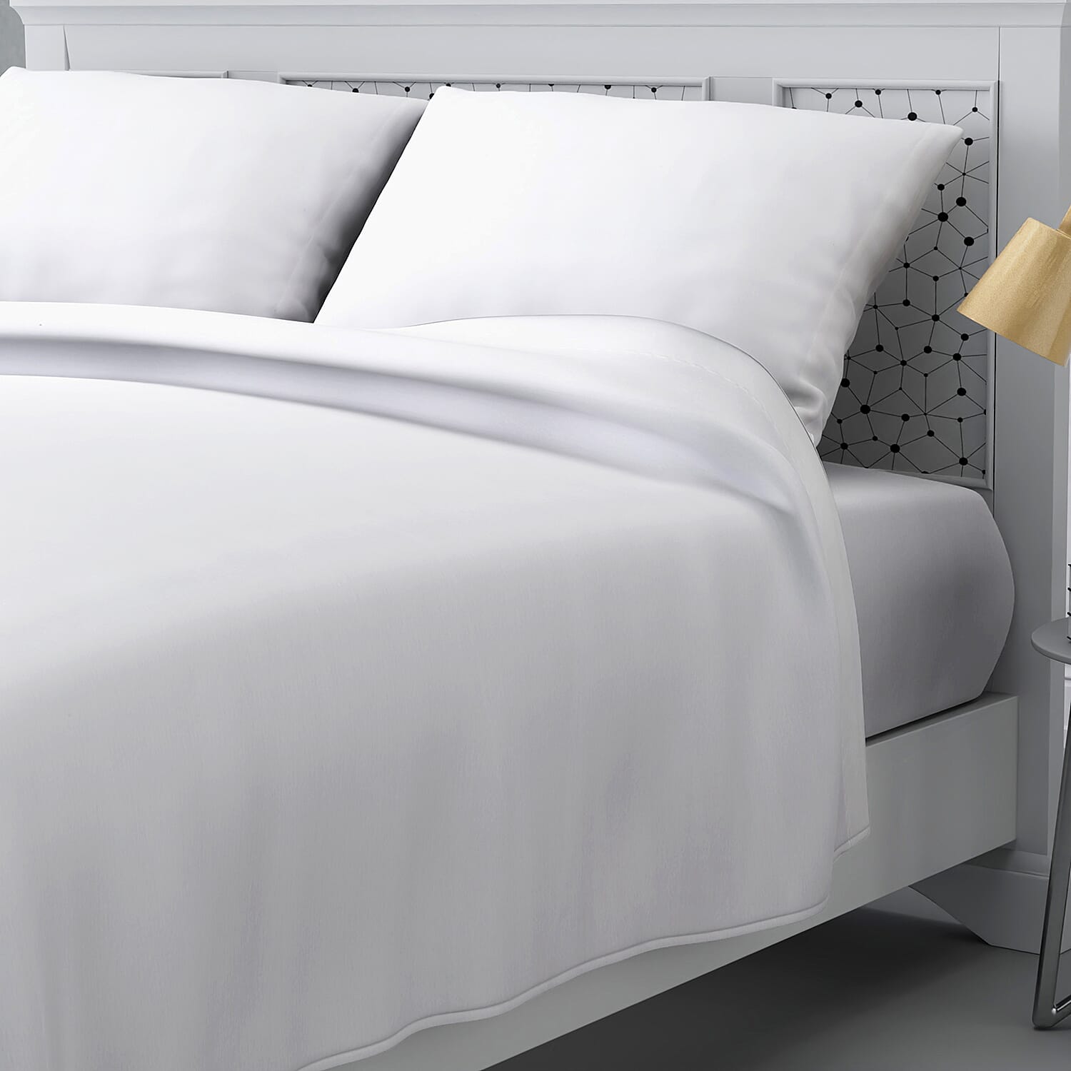 4 Piece Set Solid Microfibre 1 Flat Sheet, 1 Fitted Sheet and 2 Pillowcases