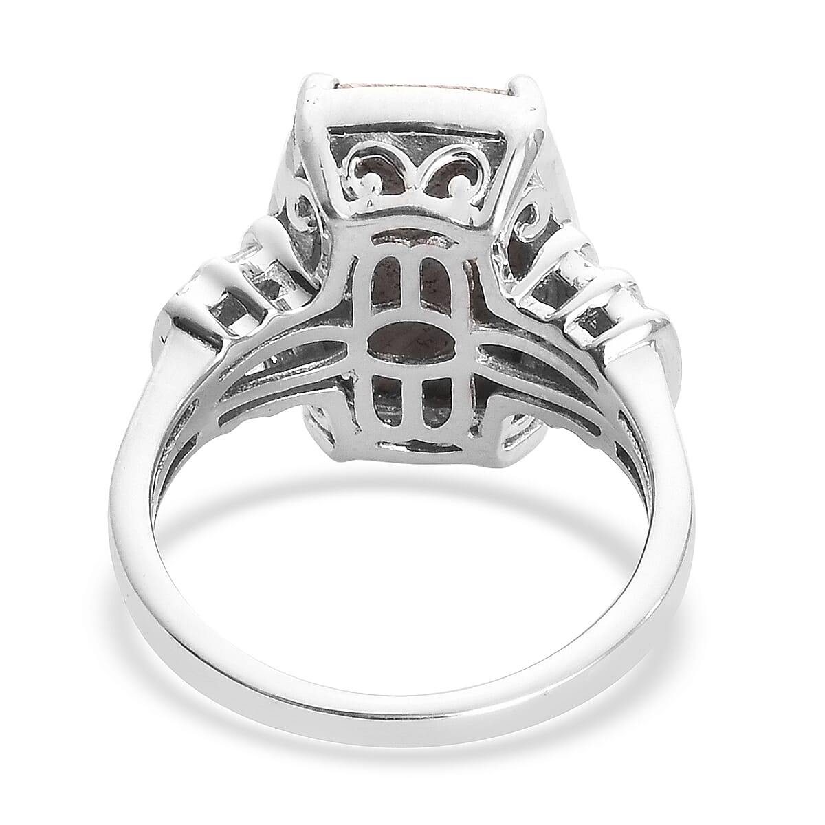 Meteorite and Diamond Ring in Platinum Overlay Sterling Silver 13.16 Ct.