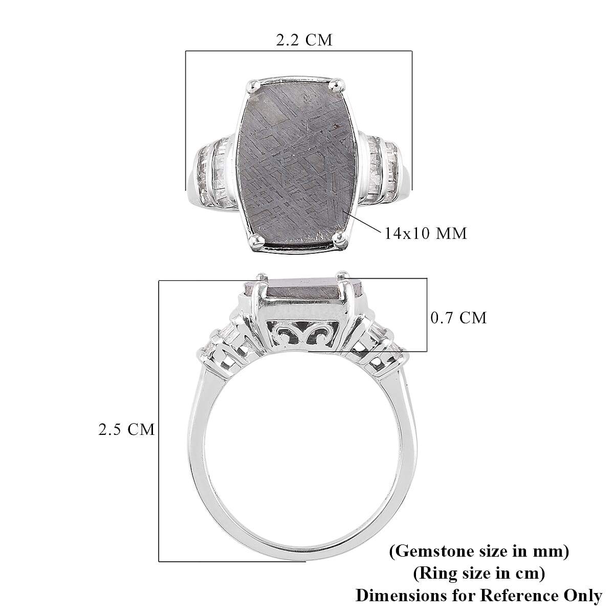 Meteorite and Diamond Ring in Platinum Overlay Sterling Silver 13.16 Ct.
