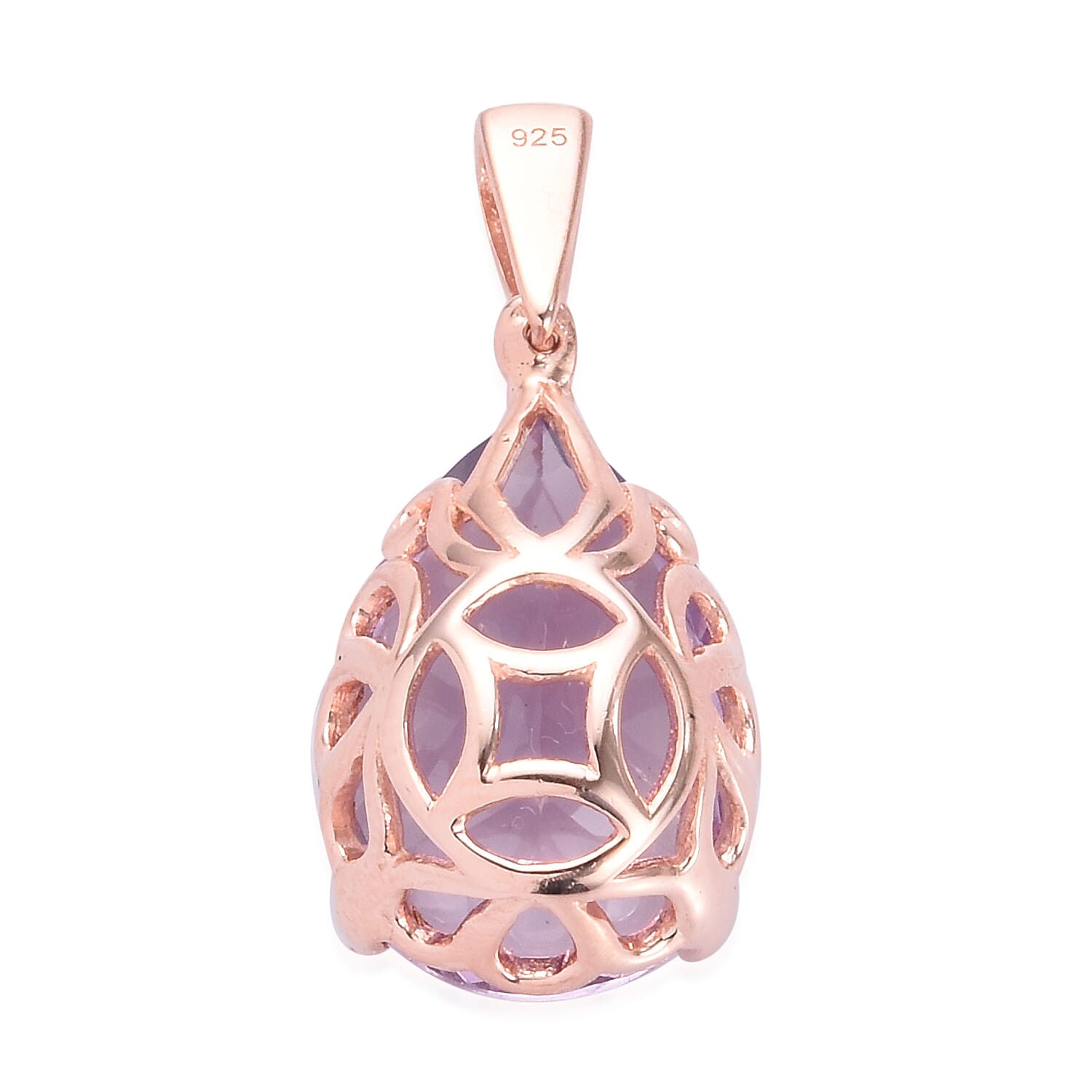 Rose De France Amethyst Solitaire Pendant in Rose Gold Overlay Sterling Silver 10.28 Ct.