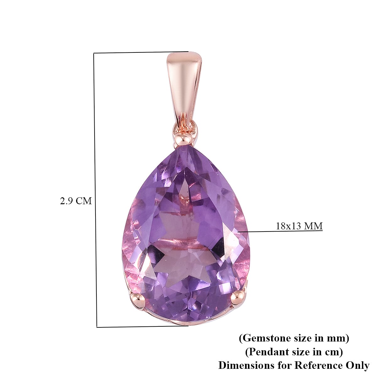 Rose De France Amethyst Solitaire Pendant in Rose Gold Overlay Sterling Silver 10.28 Ct.