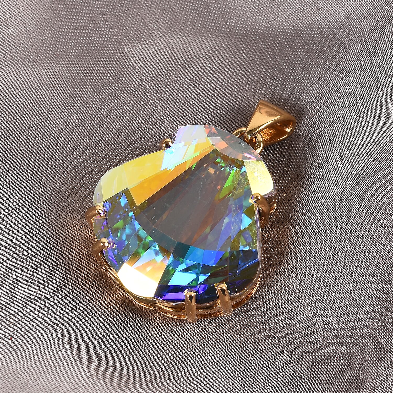 Lustro Stella AB Crystal Pendant in 14K Gold Overlay Sterling Silver