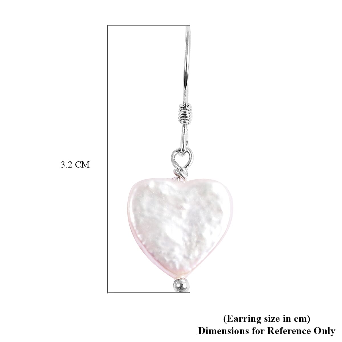 White Baroque Pearl Heart Hook Earrings in Rhodium Overlay Sterling Silver