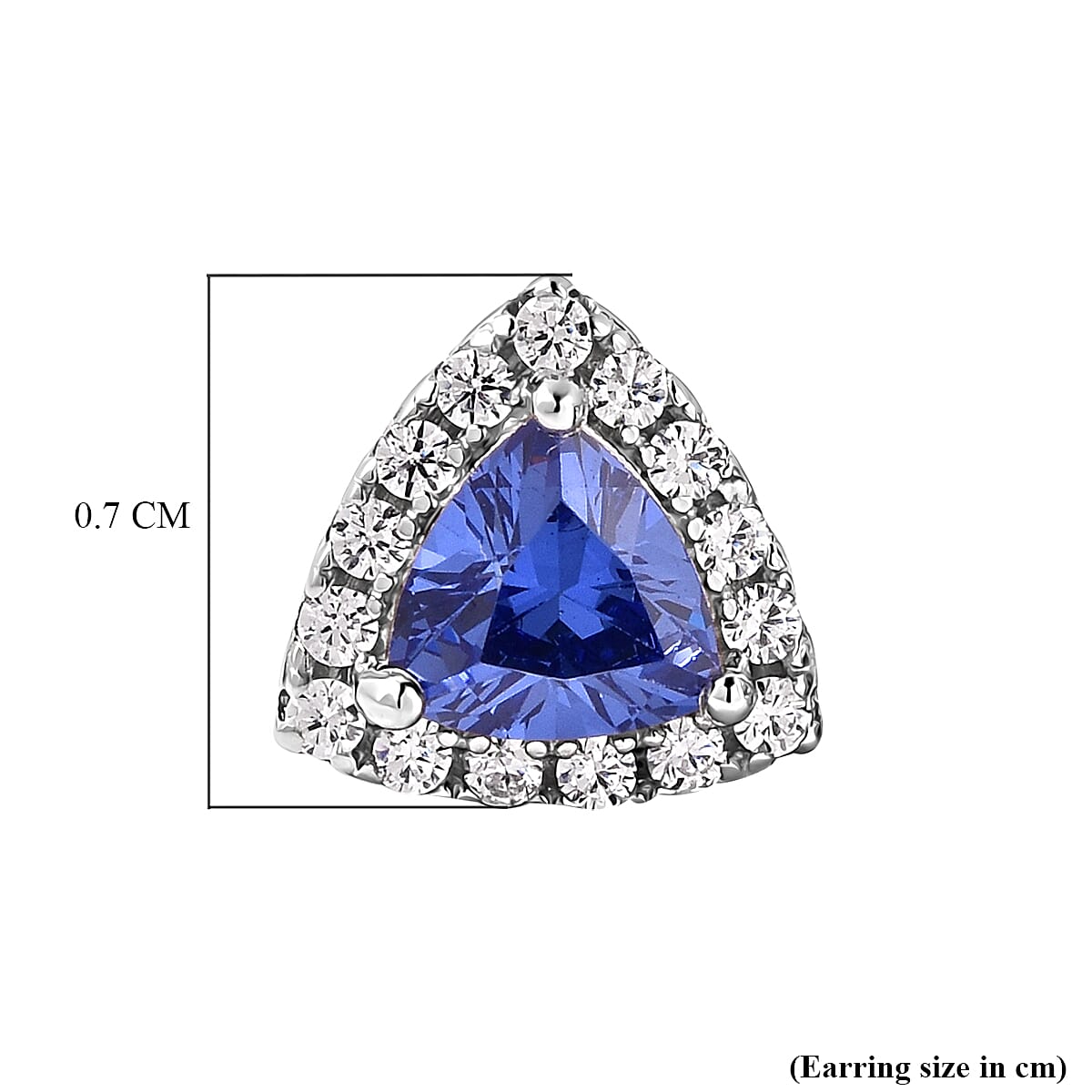 ELANZA Simulated Tanzanite and Simulated Diamond Stud Earrings (with Push Back) in Rhodium Overlay Sterling Silver