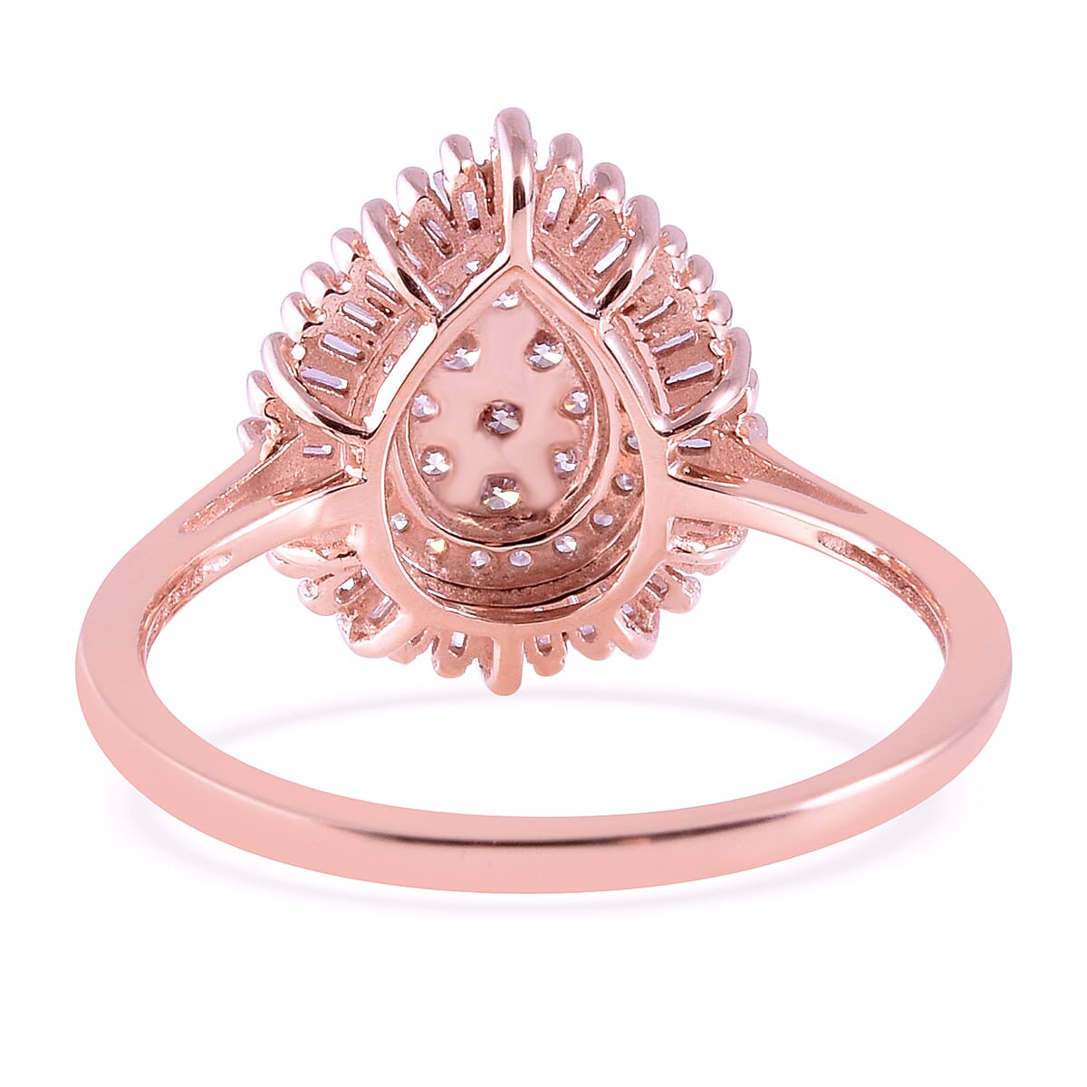 9K Rose Gold Natural Pink Diamond Dual Halo Ring 0.500 Ct.