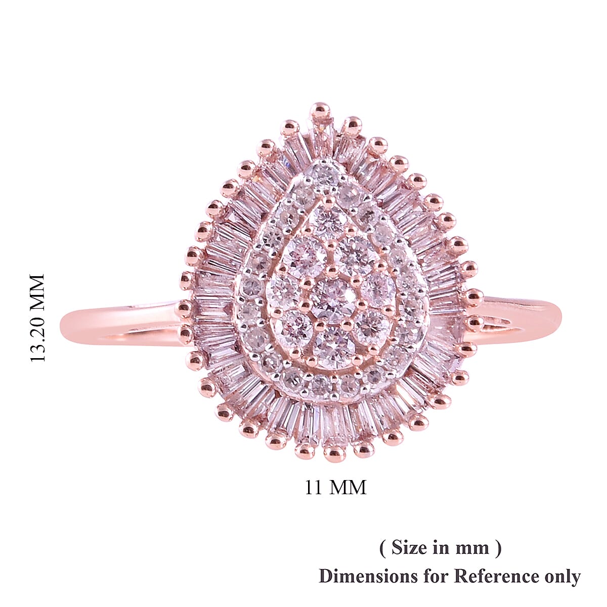 9K Rose Gold Natural Pink Diamond Dual Halo Ring 0.500 Ct.