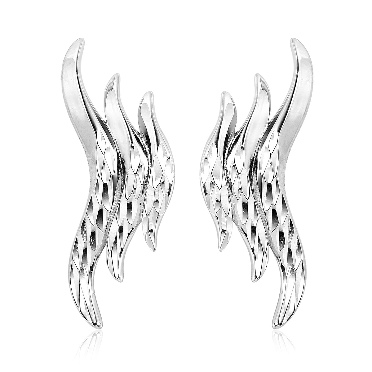 LucyQ Flame Collection - Rhodium Overlay Sterling Silver Earrings (with Push Back)
