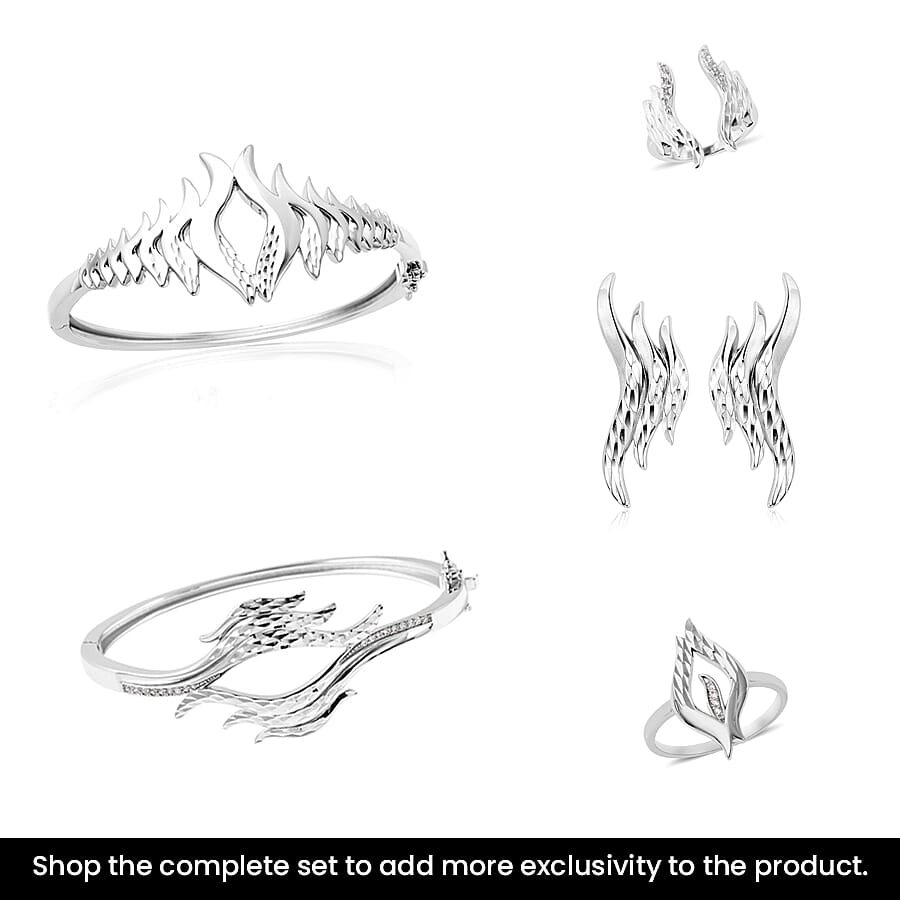 LucyQ Flame Collection - Rhodium Overlay Sterling Silver Earrings (with Push Back)