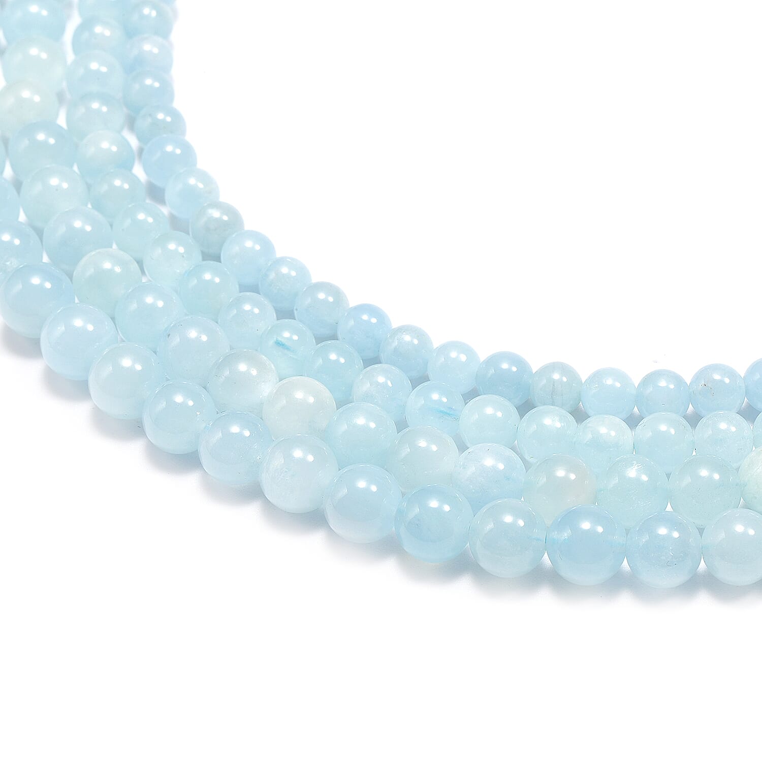 Santa Teresa Aquamarine Four-Row Necklace (Size 16 with Magnetic Lock) in Rhodium Overlay Sterling Silver 604.50 Ct.