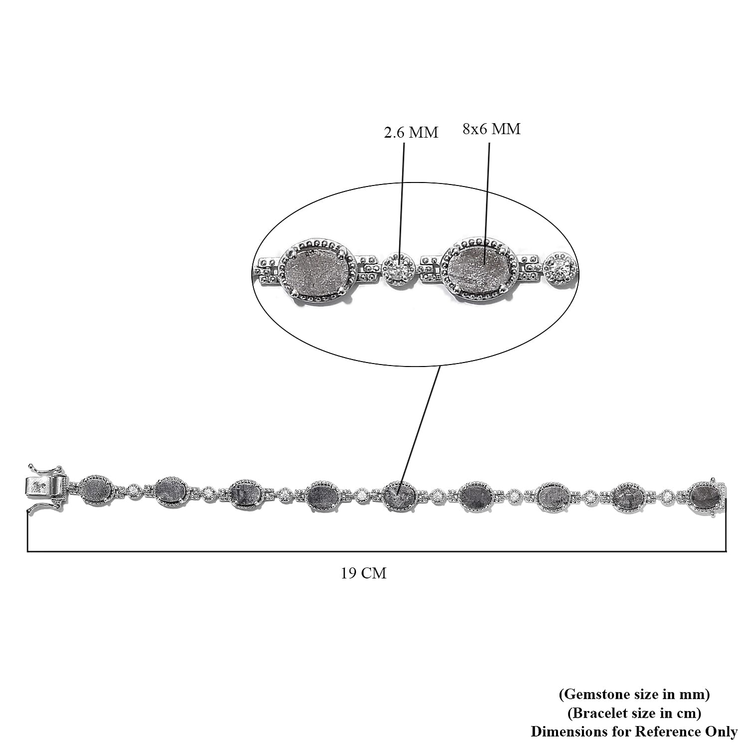 Meteorite and Natural Cambodian Zircon Bracelet (Size 7) in Platinum Overlay Sterling Silver 32.90 Ct.