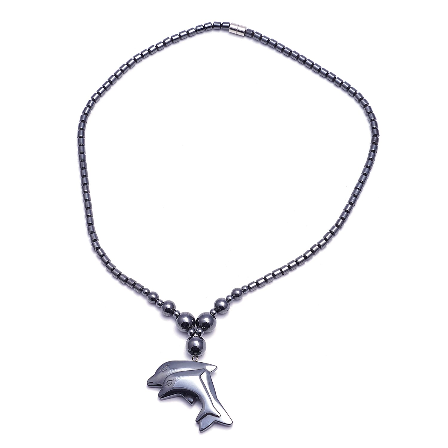 Hematite Dolphin Necklace with Magnetic Lock 256.50 Ct.