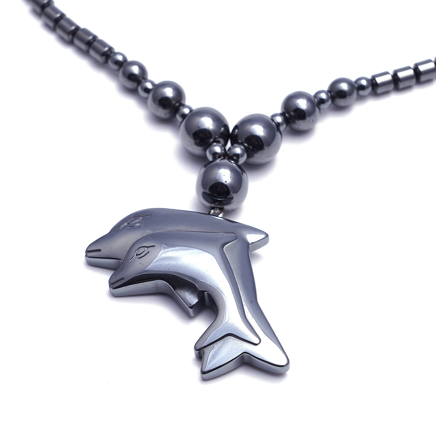 Hematite Dolphin Necklace with Magnetic Lock 256.50 Ct.