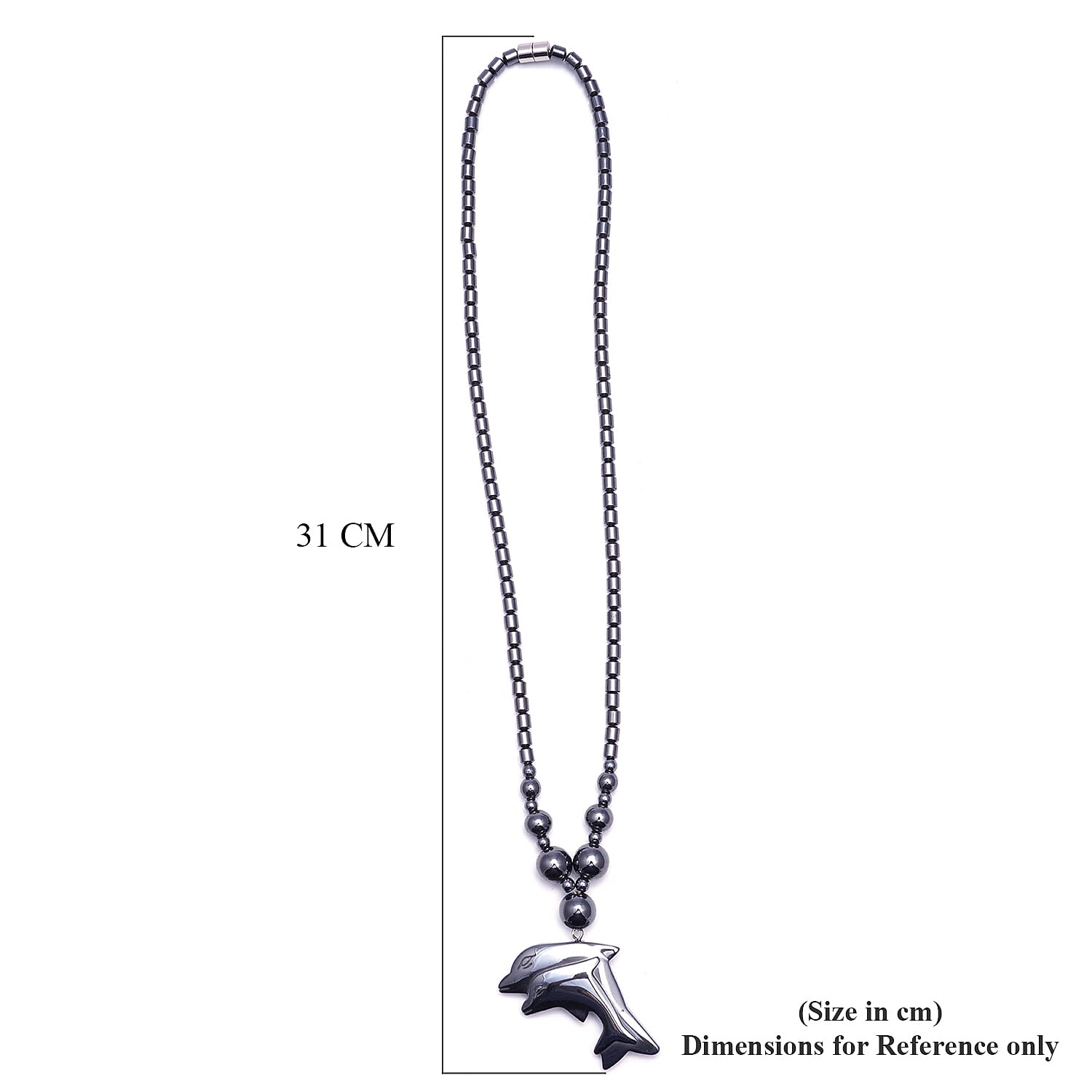 Hematite Dolphin Necklace with Magnetic Lock 256.50 Ct.