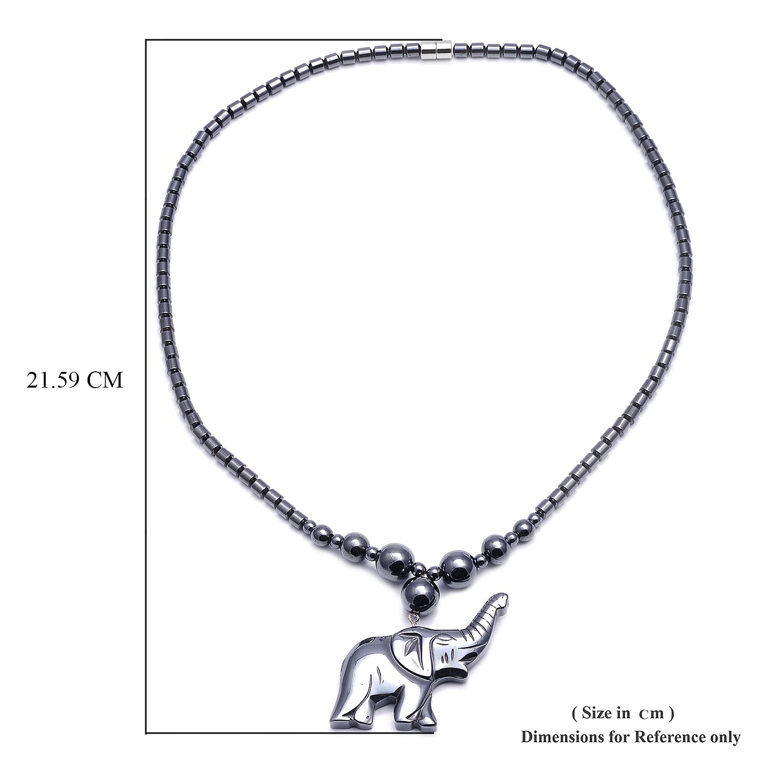 Hematite Elephant Necklace with Magnetic Lock 275.000  Ct.