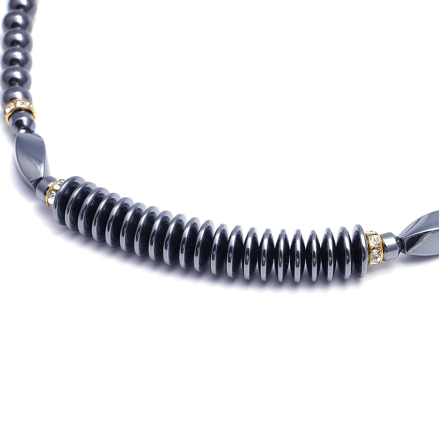 Designer Inspired- Hematite and White Austrian Crystal Beads Necklace (Size 20) 379.50 Ct.