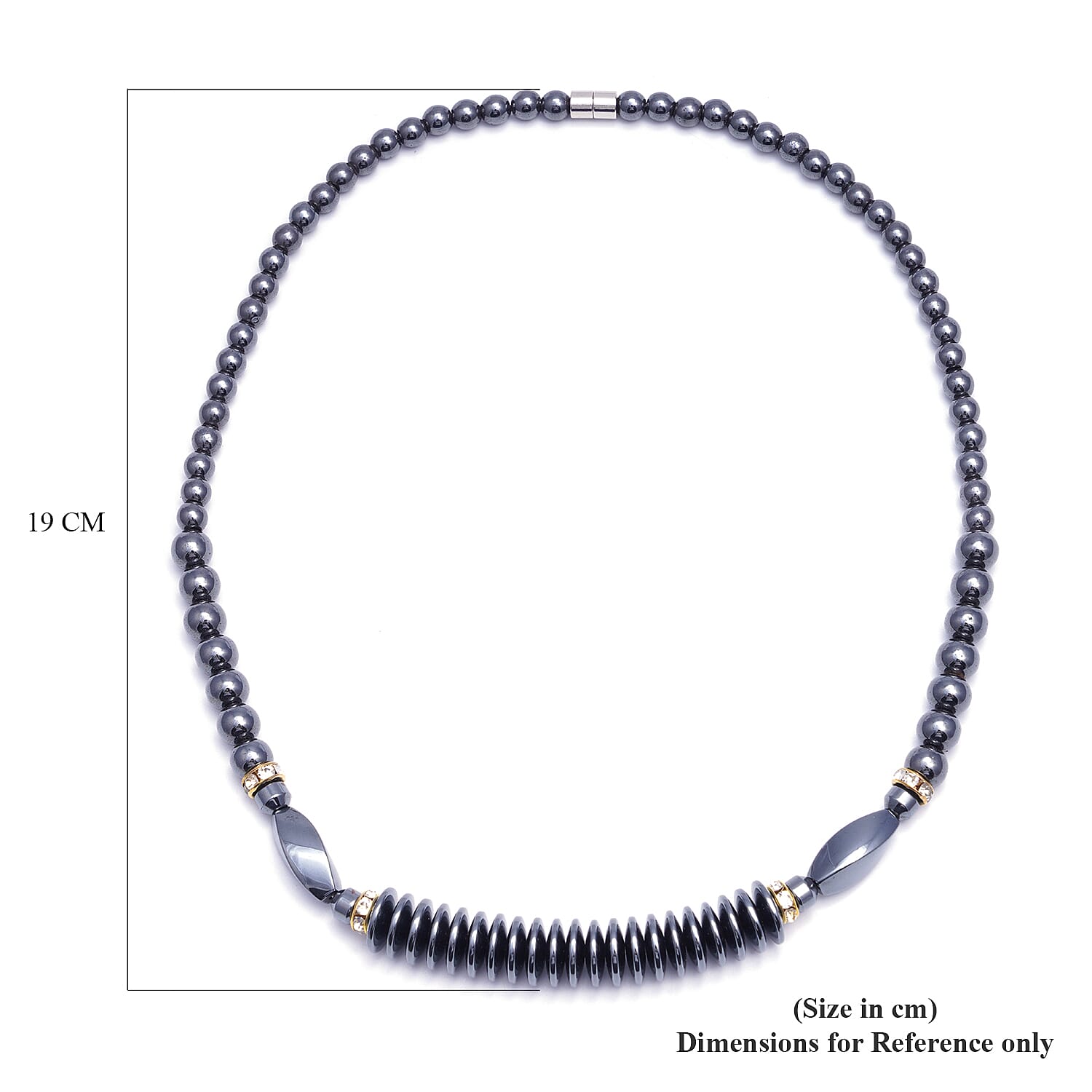 Designer Inspired- Hematite and White Austrian Crystal Beads Necklace (Size 20) 379.50 Ct.