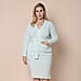 LA MAREY Belted Knit Cardigan with Faux Pearl Buttons in Ice blue Colour