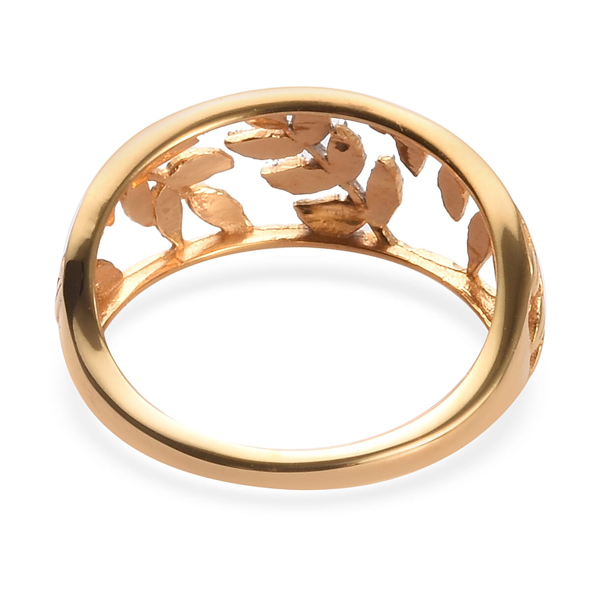 Diamond Leaf Vine Ring in 14K Gold Overlay Sterling Silver