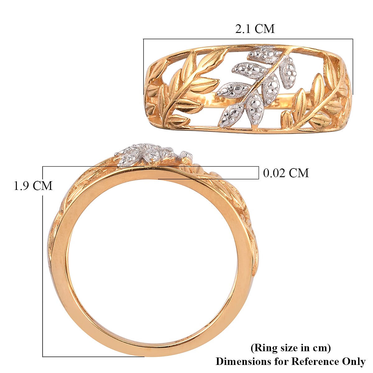 Diamond Leaf Vine Ring in 14K Gold Overlay Sterling Silver