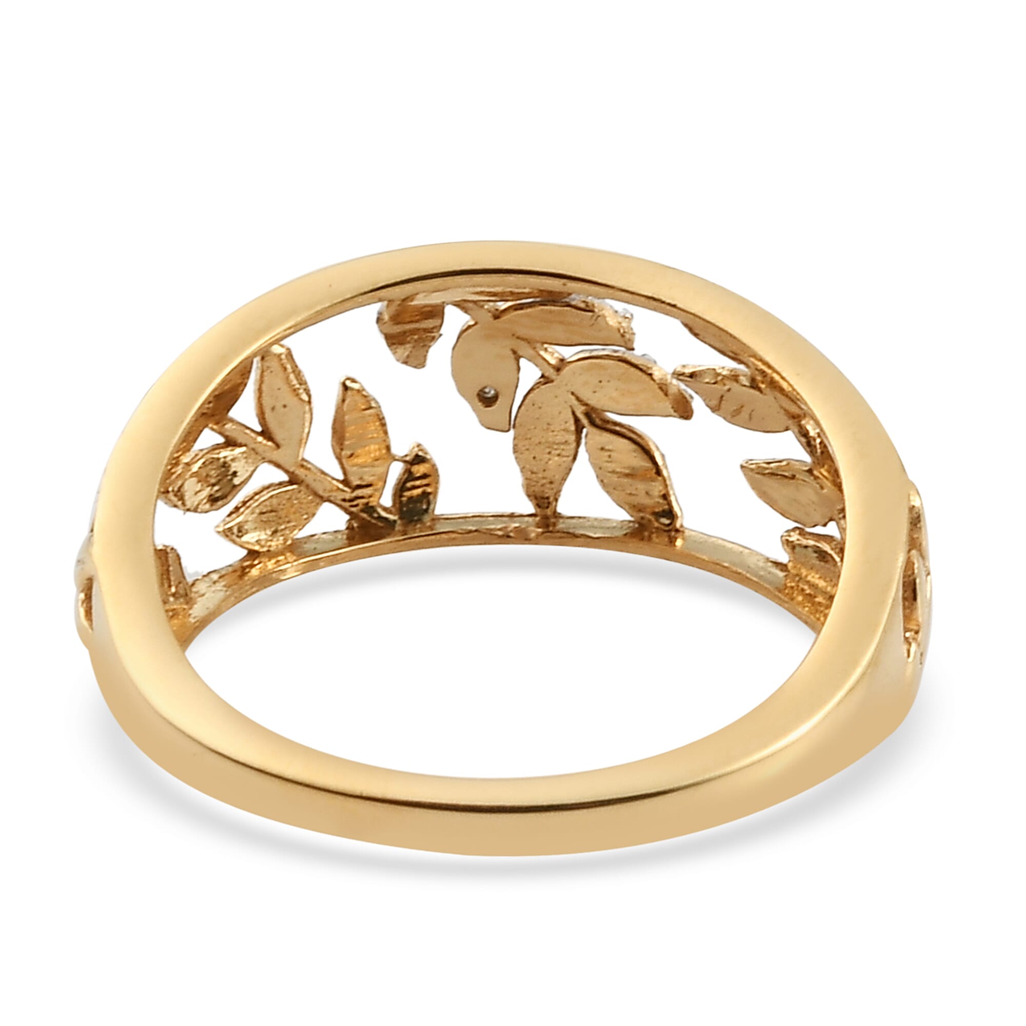 Diamond Leaf Vine Ring in 14K Gold Overlay Sterling Silver
