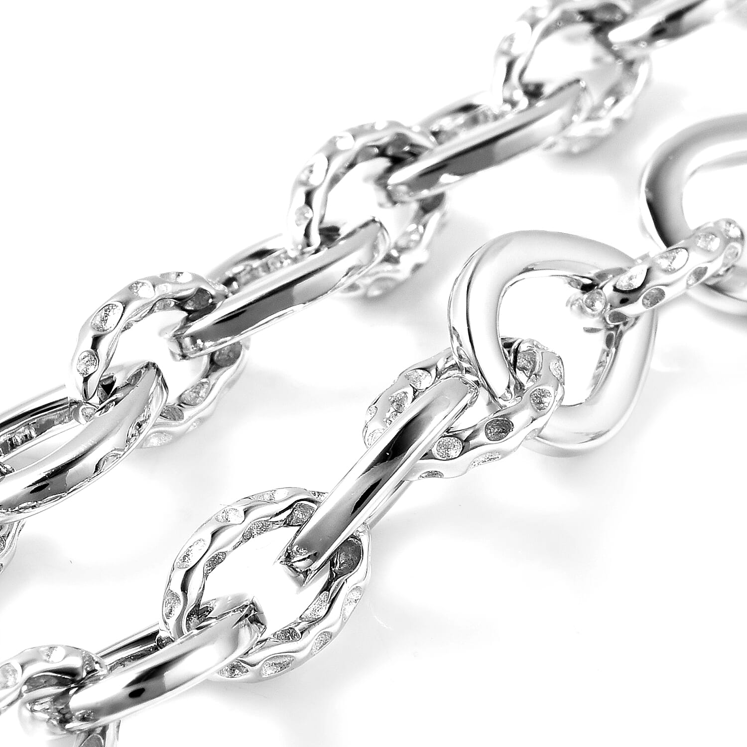 RACHEL GALLEY Rhodium Overlay Sterling Silver Love Link Necklace (Size 16 with 4 inch Extender), Silver wt. 37.41 Gms