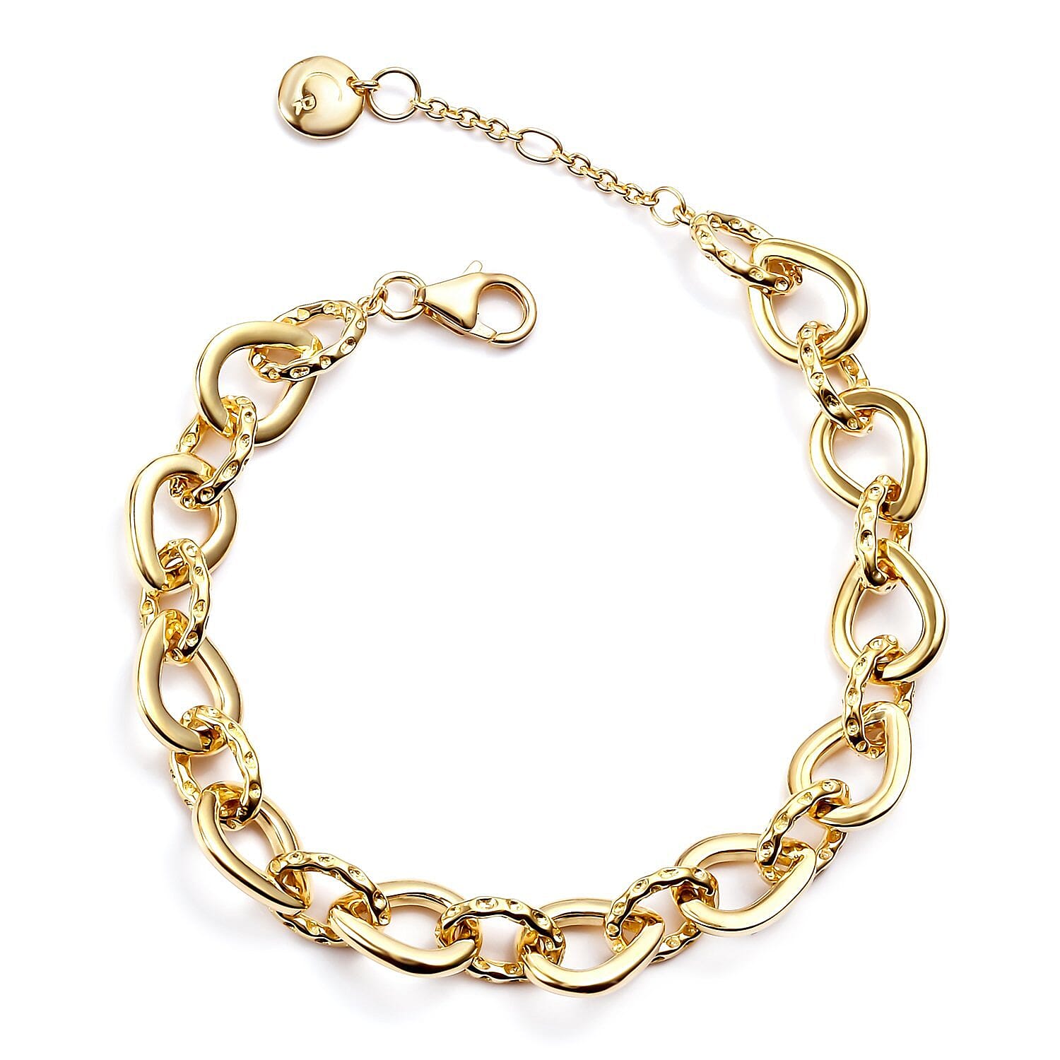 RACHEL GALLEY Love Link Collection- Yellow Gold Overlay Sterling Silver Love Link Necklace (Size 16 with 4 inch Extender), Silver wt. 37.42 Gms