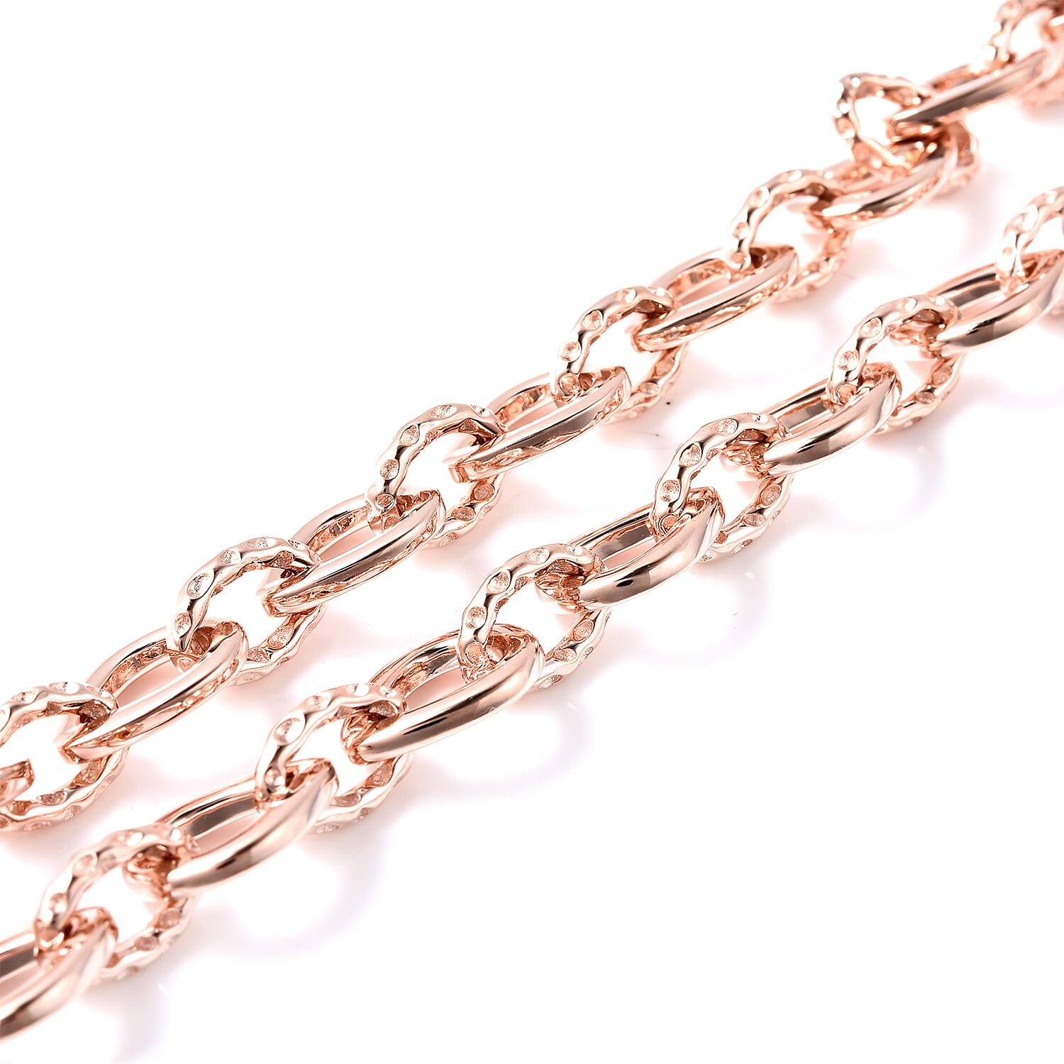 RACHEL GALLEY Rose Gold Overlay Sterling Silver Love Link Necklace (Size 16 with 4 inch Extender), Silver wt. 37.45 Gms