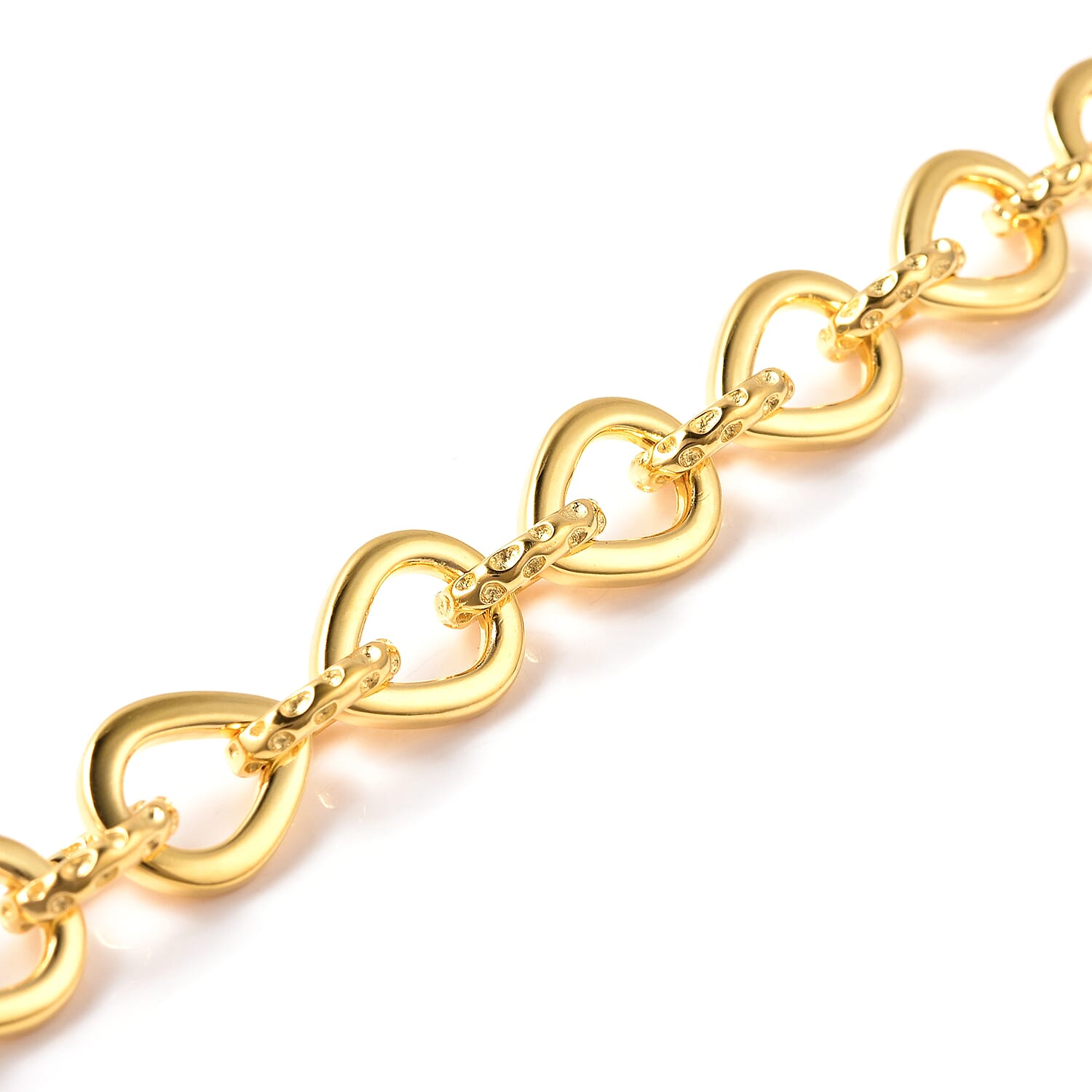 RACHEL GALLEY Love Link Collection- Yellow Gold Overlay Sterling Silver Love Link Bracelet (Size 7.5 with 1 inch Extender), Silver wt. 17.44 Gms