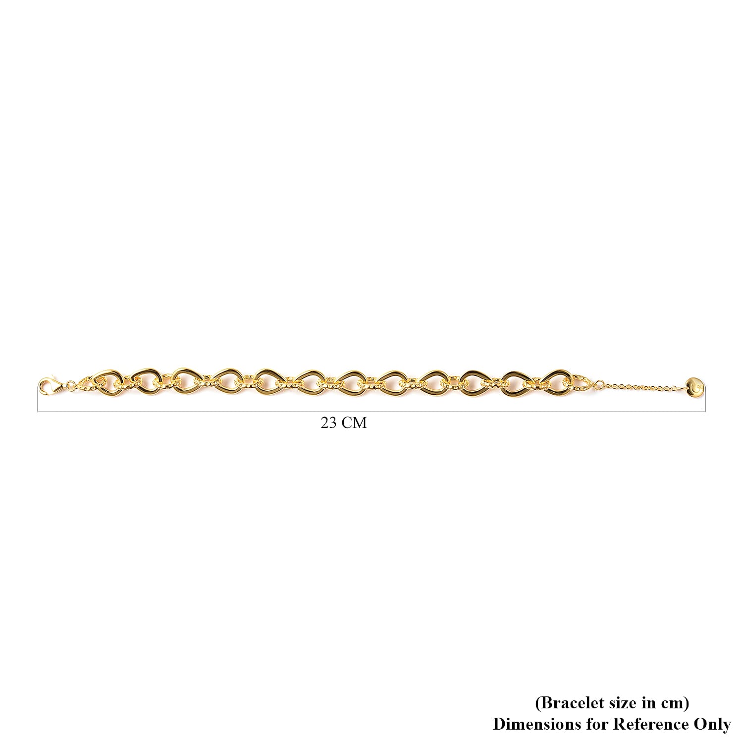 RACHEL GALLEY Love Link Collection- Yellow Gold Overlay Sterling Silver Love Link Bracelet (Size 7.5 with 1 inch Extender), Silver wt. 17.44 Gms
