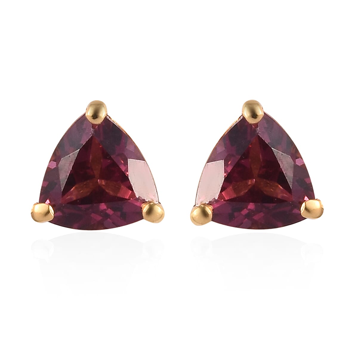 Rose Garnet Stud Earrings (with Push Back) in 14K Gold Overlay Sterling Silver 1.25 Ct.