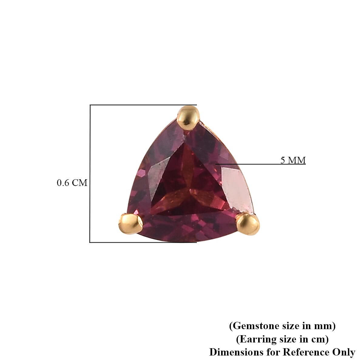 Rose Garnet Stud Earrings (with Push Back) in 14K Gold Overlay Sterling Silver 1.25 Ct.