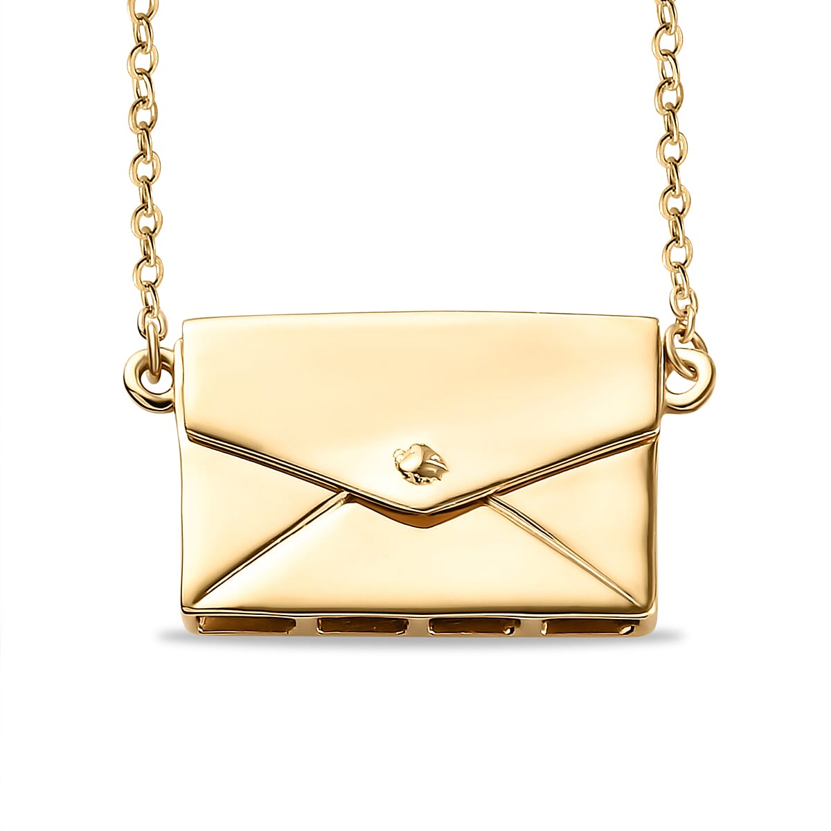 14K Gold Overlay Sterling Silver Envelope Necklace (Size 20), Silver Wt 7.43 Gms