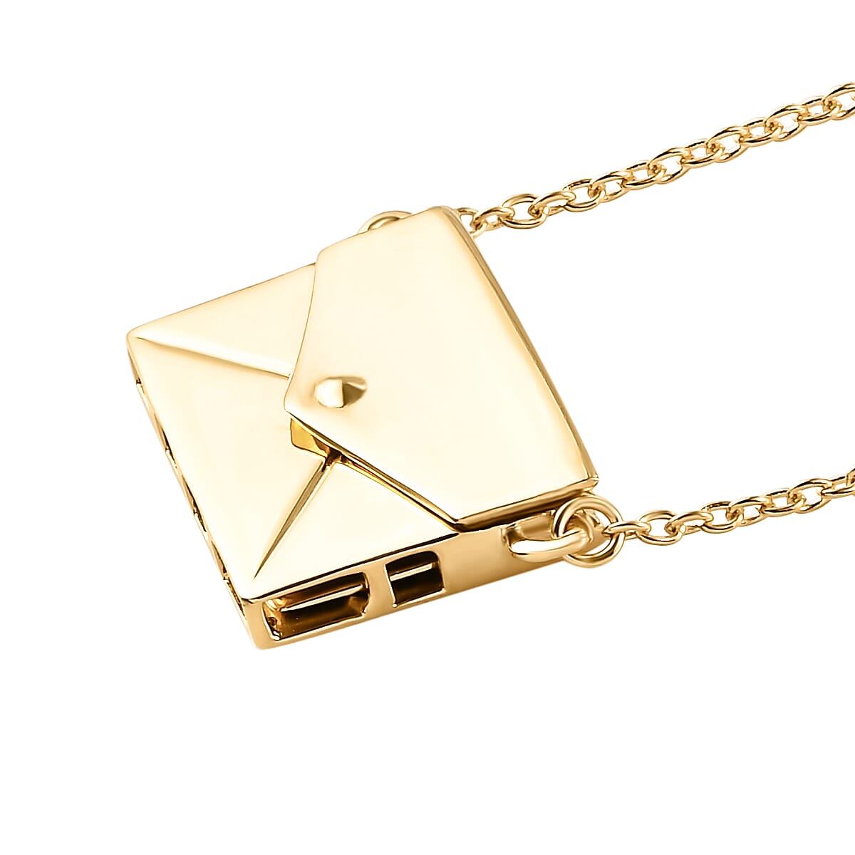 14K Gold Overlay Sterling Silver Envelope Necklace (Size 20), Silver Wt 7.43 Gms