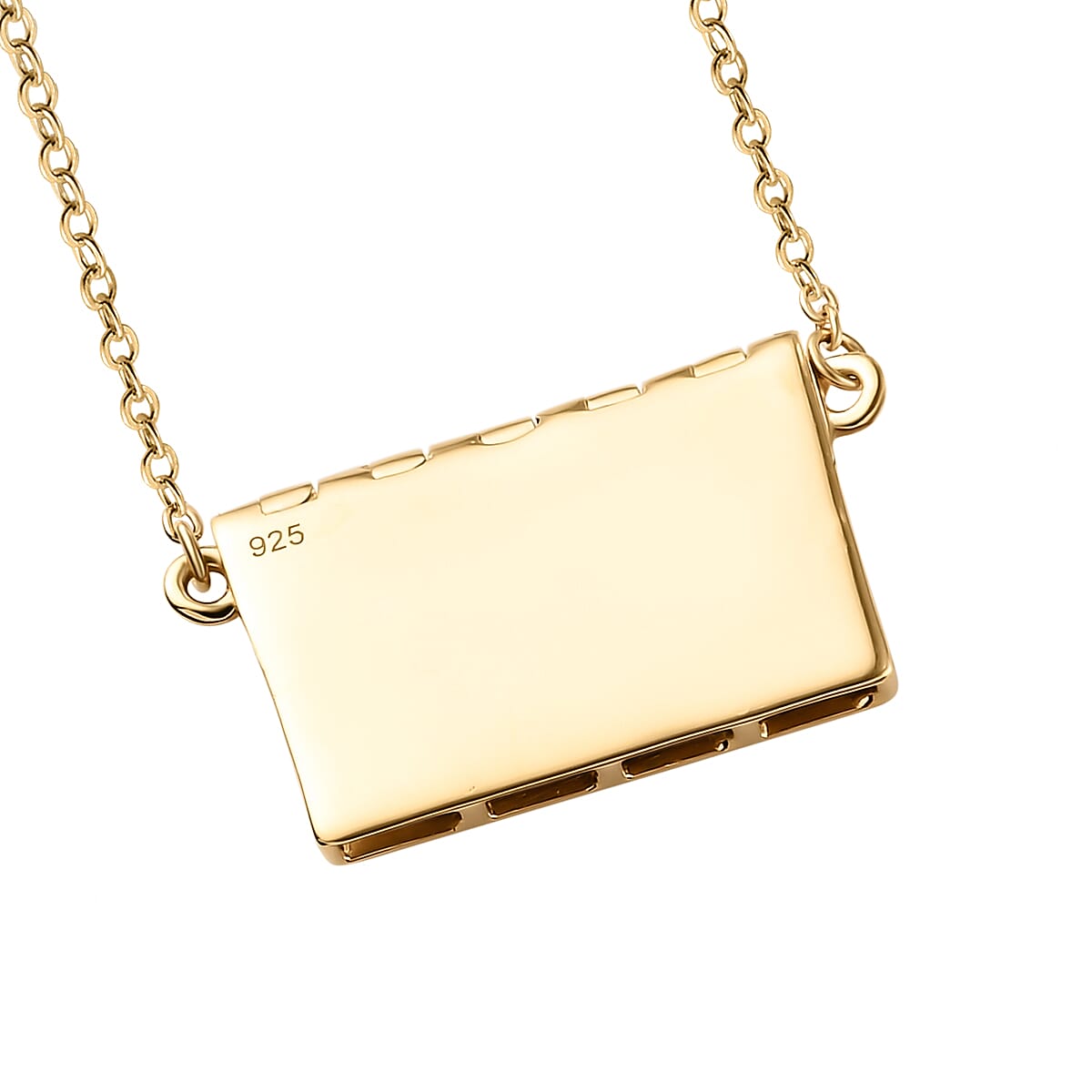 14K Gold Overlay Sterling Silver Envelope Necklace (Size 20), Silver Wt 7.43 Gms