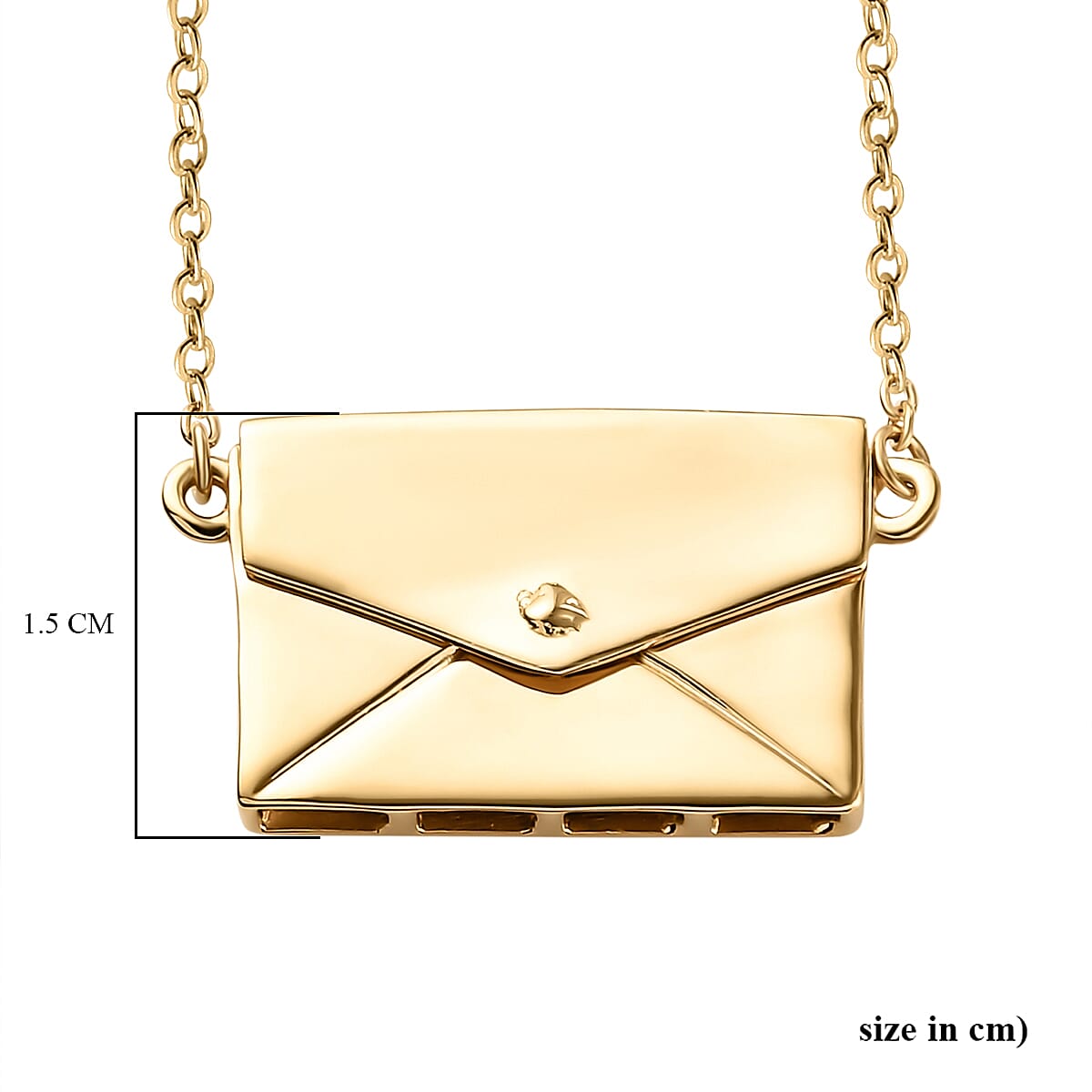 14K Gold Overlay Sterling Silver Envelope Necklace (Size 20), Silver Wt 7.43 Gms