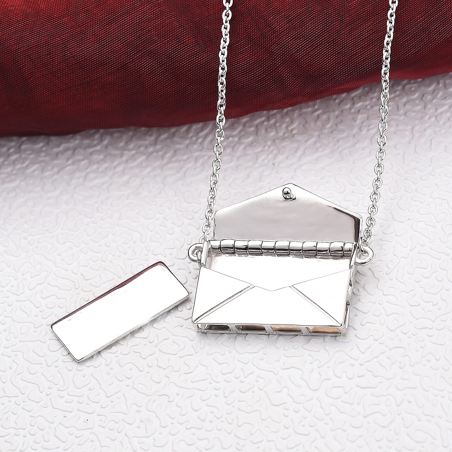 14K Gold Overlay Sterling Silver Envelope Necklace (Size 20), Silver Wt 7.43 Gms