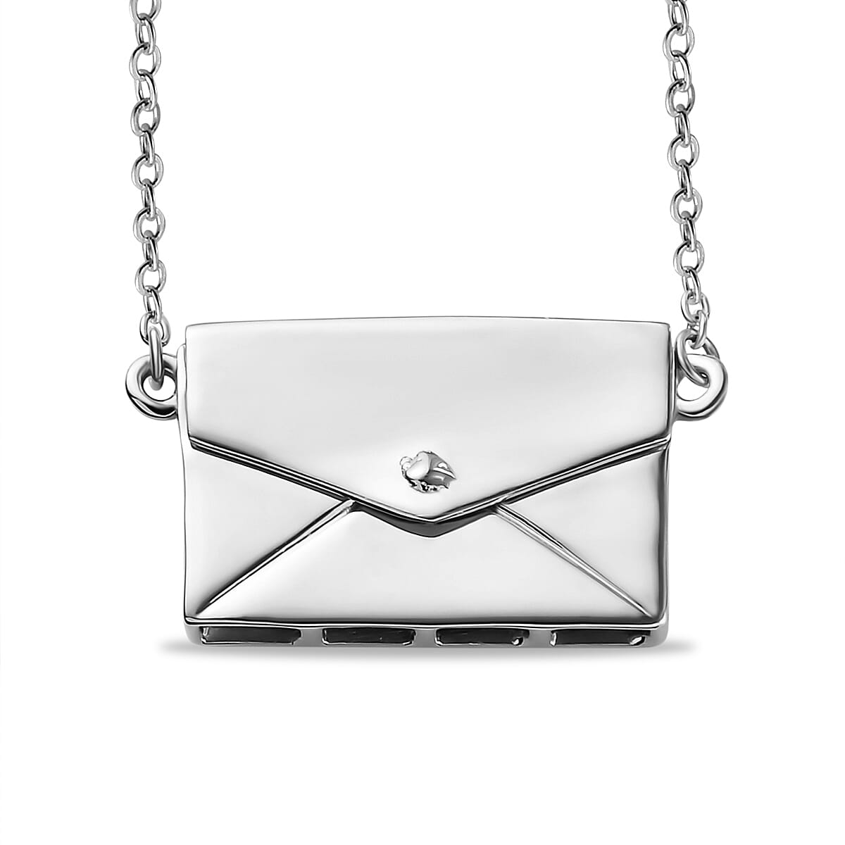 Platinum Overlay Sterling Silver Envelope Necklace (Size 20) with Lobster Lock, Silver Wt 7.22 Gms