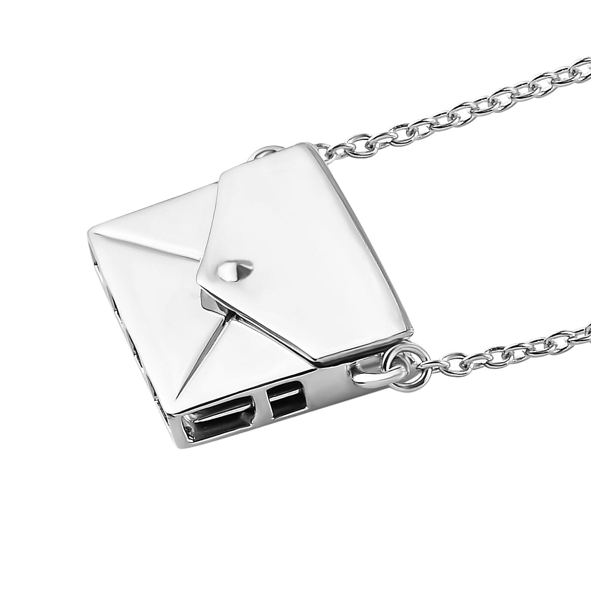 Platinum Overlay Sterling Silver Envelope Necklace (Size 20) with Lobster Lock, Silver Wt 7.22 Gms