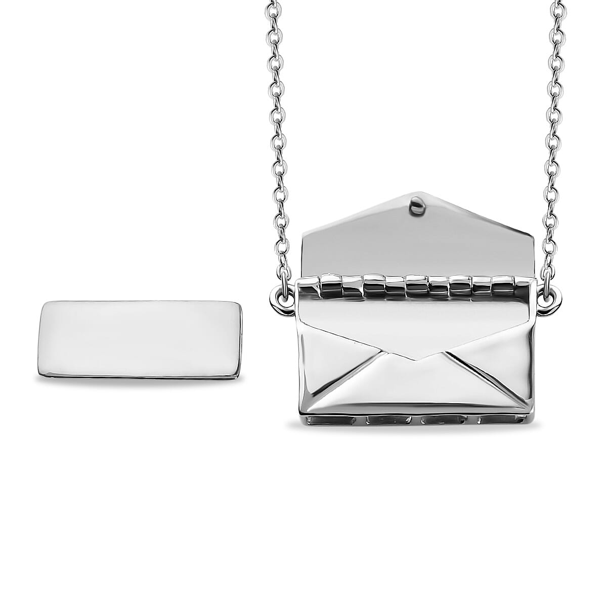 Platinum Overlay Sterling Silver Envelope Necklace (Size 20) with Lobster Lock, Silver Wt 7.22 Gms