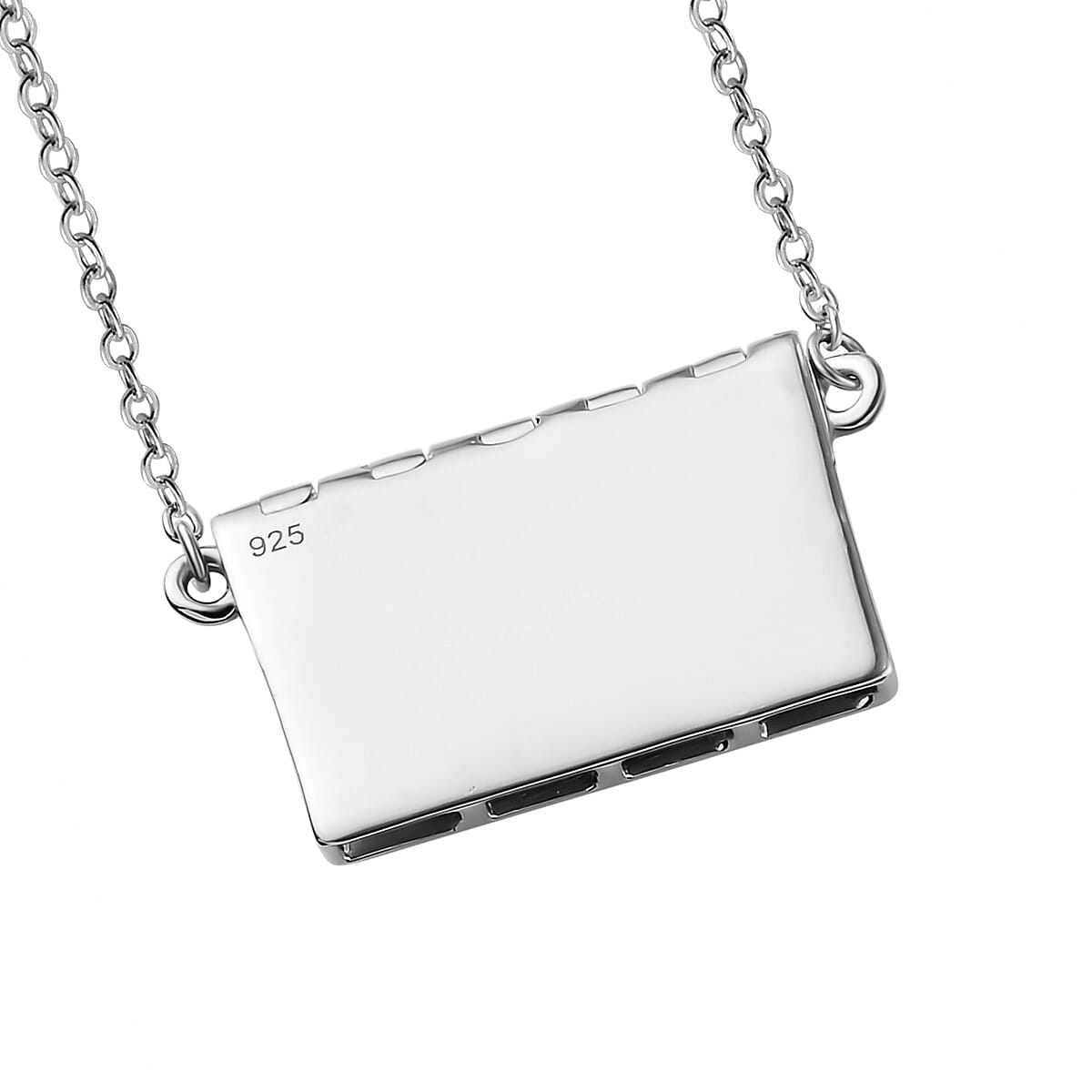 Platinum Overlay Sterling Silver Envelope Necklace (Size 20) with Lobster Lock, Silver Wt 7.22 Gms