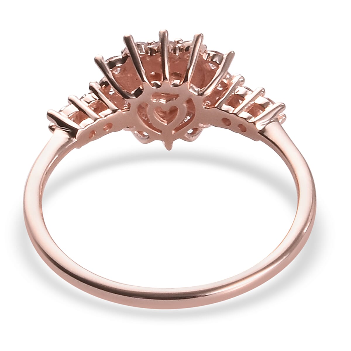 9K Rose Gold SGL Certified Pink Diamond (I2-I3) Heart Cluster Ring 0.50 Ct.